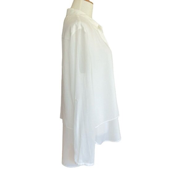 Catherine Malandrino Ivory Collared Long Sleeve Button Up Blouse Women's Sz L - Picture 6 of 11